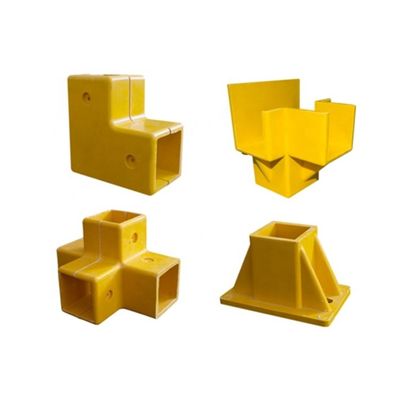 노란색 50mm FRP 3 Way 4 Way Fittings/Connector for Square Round Fiberglass Fence/Handrail 액세서리