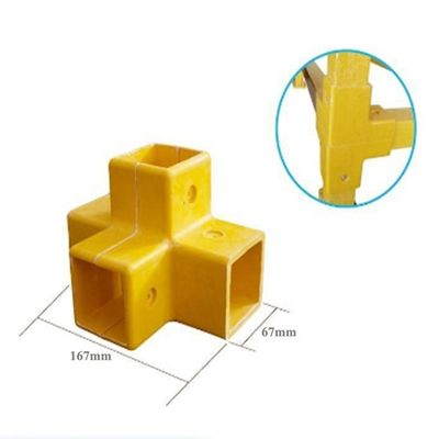 노란색 50mm FRP 3 Way 4 Way Fittings/Connector for Square Round Fiberglass Fence/Handrail 액세서리